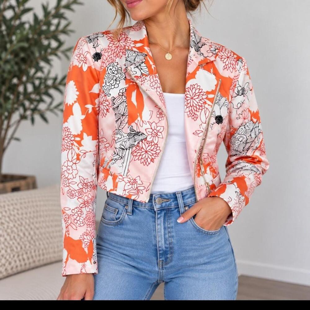 AnnaRita N Floral Moto Jacket – Size 8